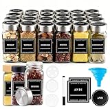 CoolNovel&reg; 24er Gew&uuml;rzgl&auml;ser-Set [120 ml] &ndash; Eckig & Luftdicht mit Edelstahldeckeln, deutschen Etiketten & Streueins&auml;tzen &ndash; Gew&uuml;rzdosen aus Glas inkl. Trichter & Reinigungsb&uuml;rste