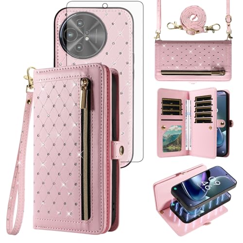 Coque Bling TCL 50 XL 5G avec fermeture zippée et porte-cartes