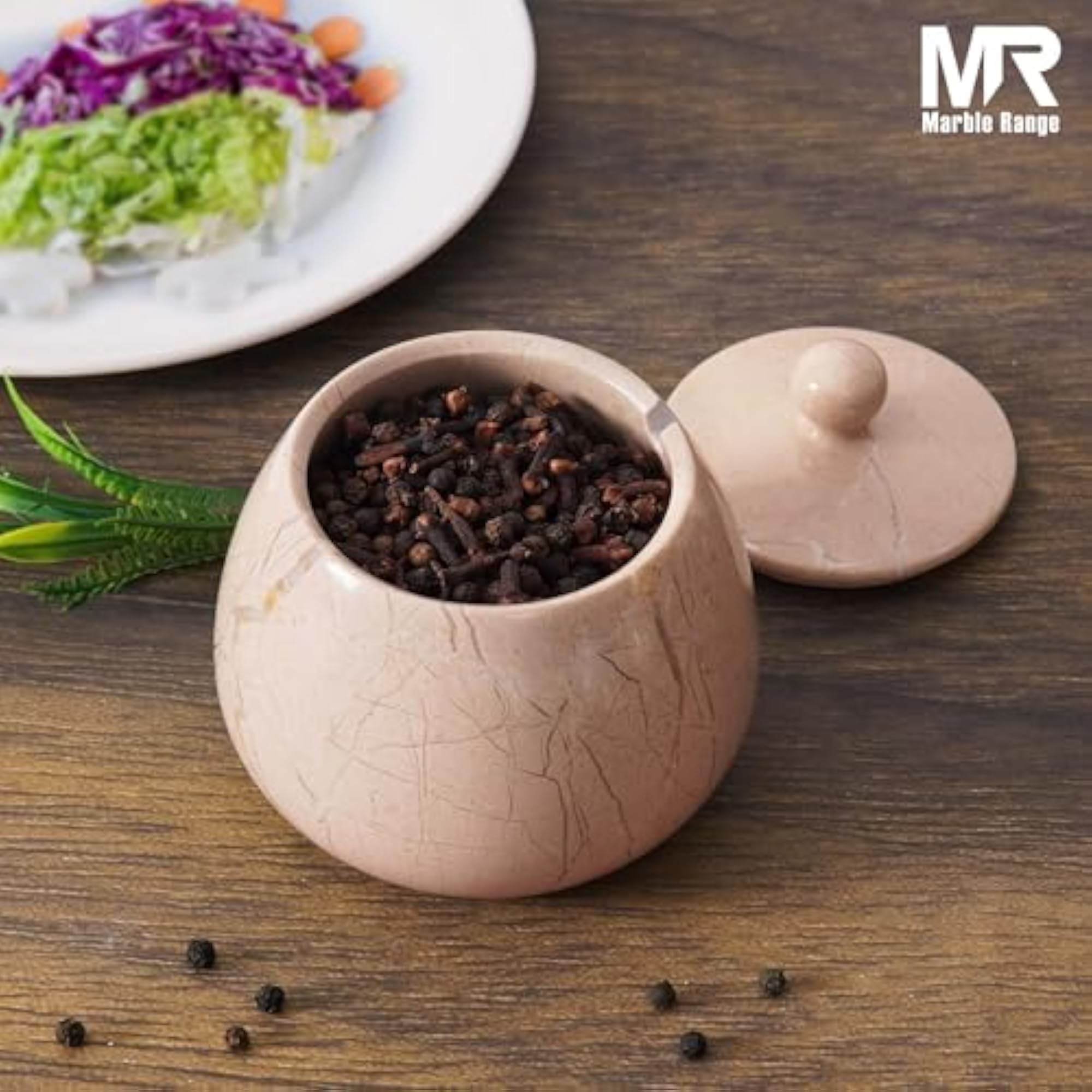 Verona Handmade Salt Box with Lid, 4 Inches