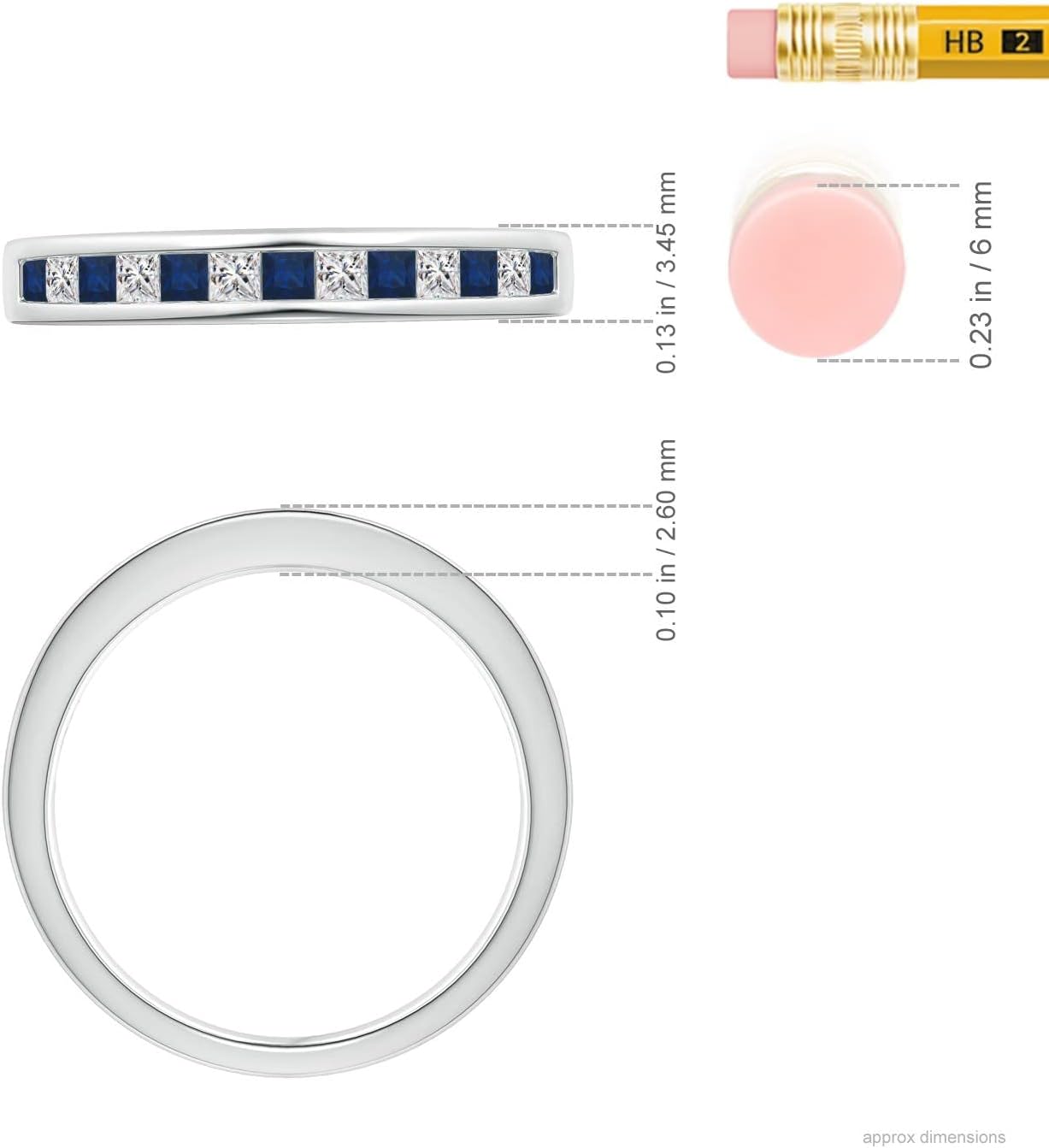 Angara Natural Blue Sapphire Ring for Women | Channel Square Sapphire and Diamond Half Eternity Ring in 14K Solid Gold/Platinum | September Birthday, Anniversary, Gemstone Jewellery Gift - Image 6