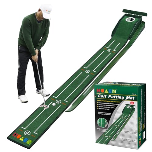 Putting Green Indoor, Golf Putting Mat, Indoor & Outdoor Golf Practice Mat,Portable Wrinkle-Free Golf Putting Green Mat with Auto Ball Return - Ideal for Home and Office,Great Gift for Golf Lovers