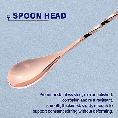 2 Pcs 12 Inches Bar Spoon, Long Handle Mixing Stirrers For Drink, Briout Stainless Steel Bar Cocktail Shaker Spoon, Rose Gold #TOP2