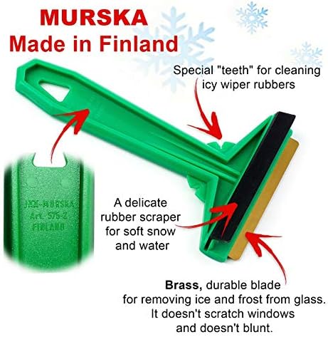 Murska Squeegee Ice Scraper Brass Blade Original of Finland random colour of Black Yellow or Green. Indestructible Windscreen Scraper Will Scrape Pesky Frost And Ice From Windscreens, Side Windows