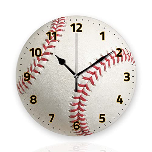 Battery Operated Wall Clocks 12 Inch,Baseball,Silent Home Decor for Bathroom,Living Room,Bedroom