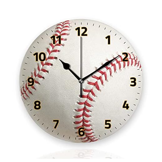 Battery Operated Wall Clocks 12 Inch,Baseball,Silent Home Decor for Bathroom,Living Room,Bedroom