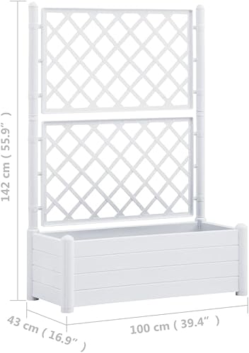 Miniatura 35 de Maceta de jardín con enrejado de 39.4 x 16.9 x 55.9 pulgadas, PP gris piedra, cama de jardín elevada, macetas al aire libre para jardín de hierbas