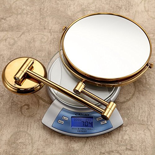 Weare Home Gold Finish 8-inch Round Wall Mounted 3x Magnifying Make up Mirror Bathroom Vanity Mirrors