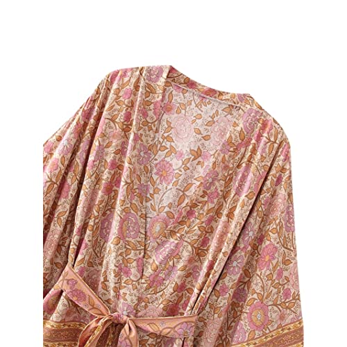 Vestido kimono boho transpirable cuello V holgado contra el calor de playa 5