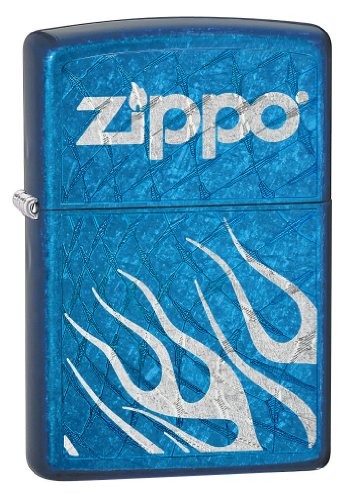 Zippo Windproof Lighter - Cerulean Zippo Logo & Flame