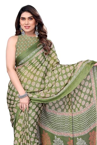 Image of MIRCHI FASHION Saree for Woman | Chiffon Block Printed Lightweight Daily Wear Sarees with Blouse
