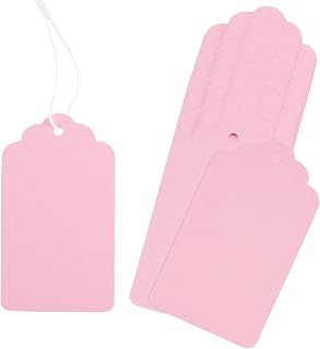 joycraft 200Pcs Price Tags with String Attached – 2.7x1.5 in Jewelry Price Display Tag, Pink Paper Hangtags for Wedding, Baby Shower, Gift Wrap, Clothing
