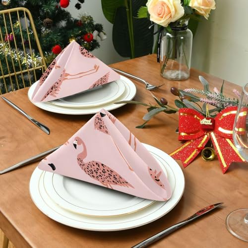Servilletas de tela set de 6 con diseño Leopardo Flamencos 20x20 in miniatura 4