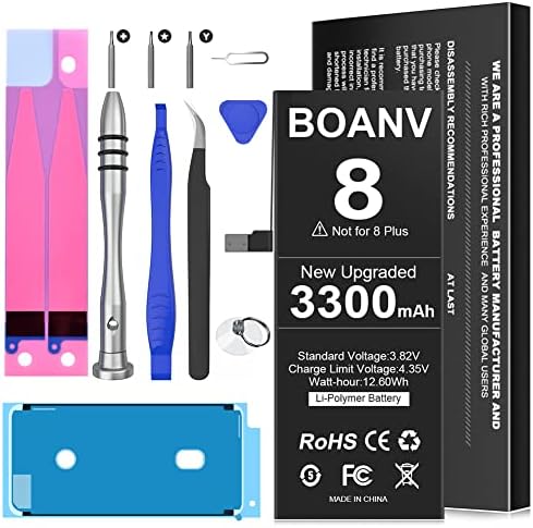 Battery for iPhone 8 (Upgraded), BOANV Ultra High Capacity Replacement New 0 Cycle Battery, with Professional Replacement Tool Kits