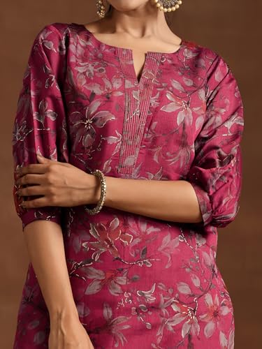 Image of Libas Womens Printed Silk Straight Kurta for Women Suit