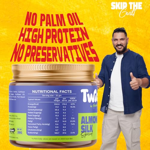 Image of Twiddles Almond Silk Chocolate Spread,100g (Creamy) - 70% Almonds + Cashews & Seeds |17g Protein | No Refined Sugar | No Palm Oil or Preservatives | Gluten-Free | Healthiest Chocolate Spread | Waffles & Pancakes