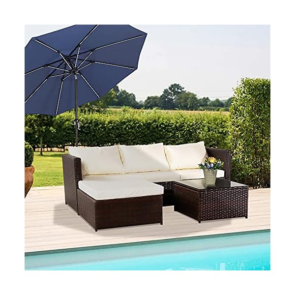 Pumpumly Oshion Three-piece Conjoined Sofa Pedal Coffee Table Brown (Combination of 2 Boxes) - Image 4