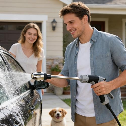 Draagbare Elektrische Wasmachine - 360 Graden Roterende Sproeier | 3 Modes Draagbaar Drukgereedschap | Gazon Buiten Huis, Terras, Raam, Auto, Tuin, Oprit, - Afbeelding 3