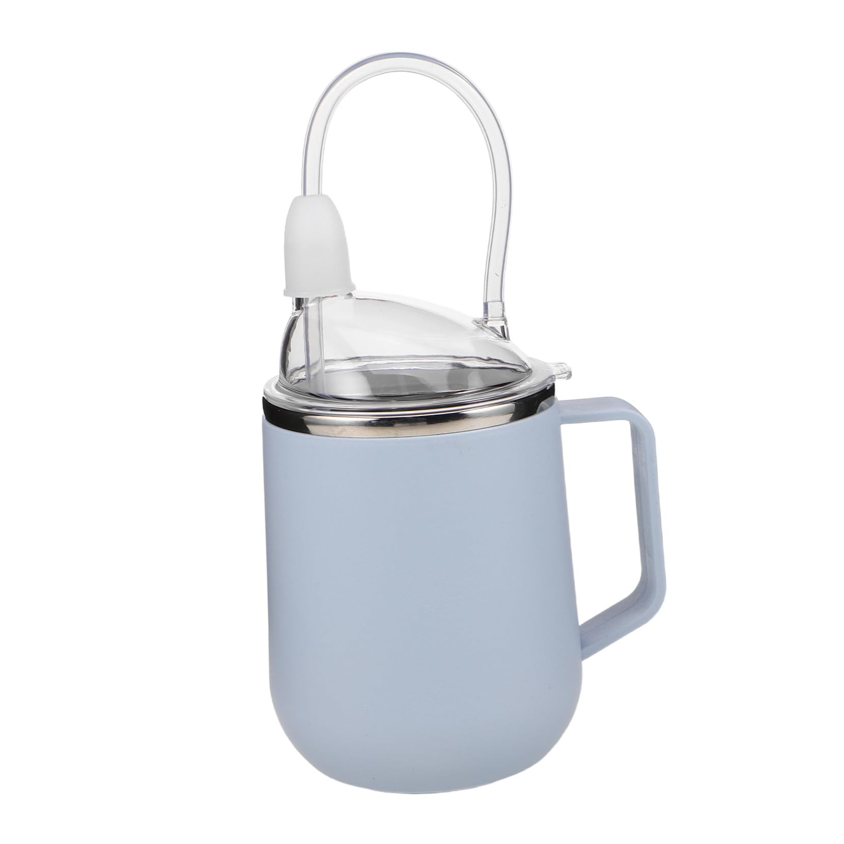 Mikinona Edelstahl Pflege Trinkbecher mit Strohhalm und Ergonomischem Griff Auslaufsicher Dysphagie Becher für Senioren und Bettlägerige Pflegeflasche