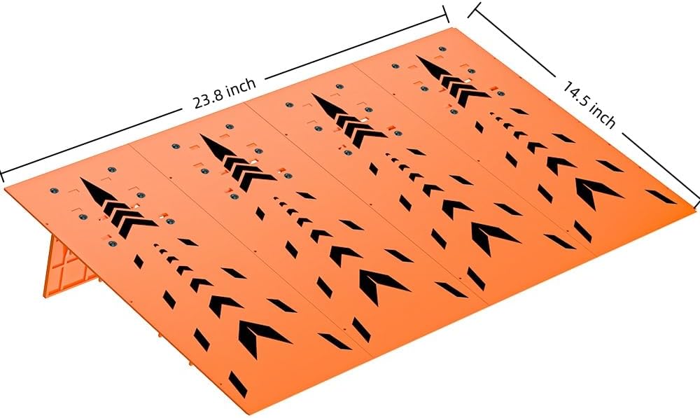 Foldable RC Jump Ramp, Takeoff Board Stunt Set for 1/12 1/14 1/16 1/18 1/24 Remote Control Cars, High-Strength Quick Assembly Foldable RC Jumping Ramp (Orange-Widened)