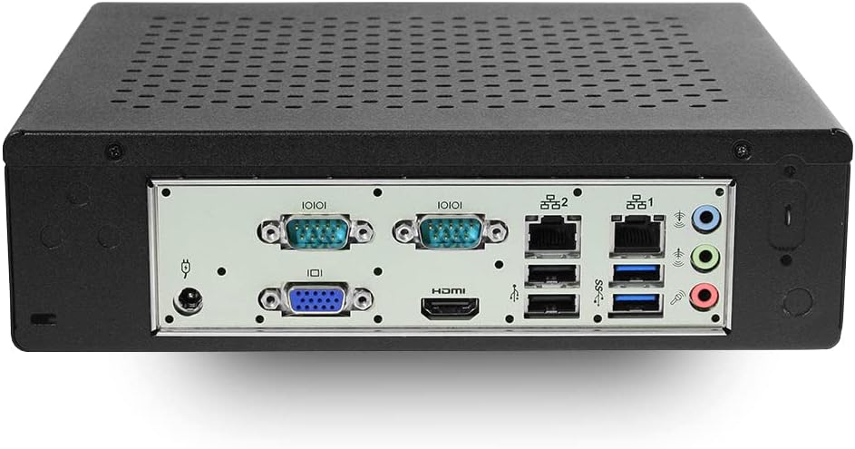 MITXPC MES-4125A Industrial Fanless PC, rear view with ports