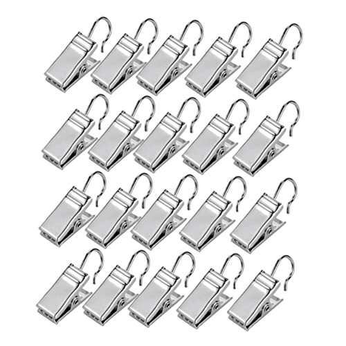 HOODANCOS 120 Pcs Metal Curtain Clips Hooks Wide Flat String Lights Hanger No Drill Decorative Holder for Home Party and Outdoor Decorations
