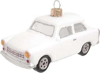 Krebs Glas Lauscha - Decoración navideña de cristal - Trabant - Color: blanco - Tamaño: 11 cm aprox