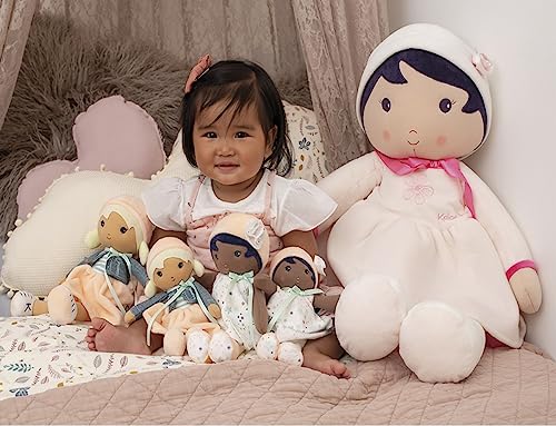 Kaloo Tendresse My First Fabric Doll Chloe K 9.75” Medium Soft Plush Figure In Peach And Striped Dress, Denim Jacket And Blonde Hair With Embroidered Face Machine Washable For Ages 0+, K963659 #TOP5