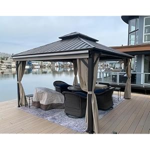 PURPLE LEAF Outdoor Hardtop Gazebo 8′ x 12′ Galvanized Steel Aluminum Frame