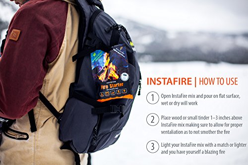 Instafire Granulated Fire Starter, All Natural, Eco-Friendly, Lights Up To 48 Total Fires In Any Weather, Awarded 2017 Fire Starter Of The Year, 12 Pk #TOP3