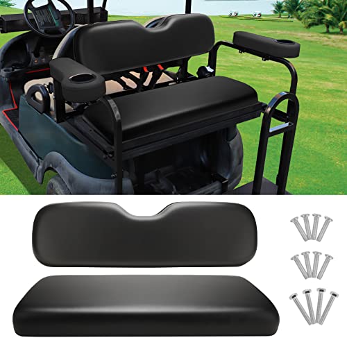 Roykaw Golf Cart Rear Flip Seat Cushions For Ezgo, Club Car, Yamaha, Include Backrest And Seat Bottom - Black #TOP1