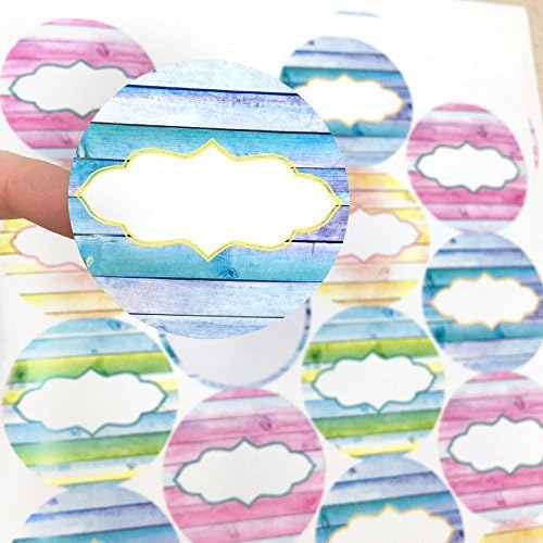 54 Shiplap Design Poly Weatherproof Round Labels for Essential Oil Aromatherapy Bottle or Canning Jar by Rivertree Life