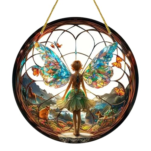 Colgante de Ventana de – acrílico Vintage | Sensor de luz Tintada | Decoración Colorida para un Ambiente mágico acristalado de Balcones