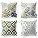 Phantoscope Set of 4 Decorative New Living Series Green and Brown Throw Pillow Case Cushion Cover 18 x 18 inches 45 x 45 cm