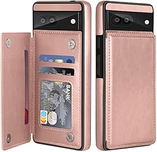 Petocase Compatible with Google Pixel 6A Wallet Case,Thin Slim Folio Flip Premium Protective PU Leather Wallet Case with Card Slot Clear Soft TPU Case for Google Pixel 6A Rose Gold