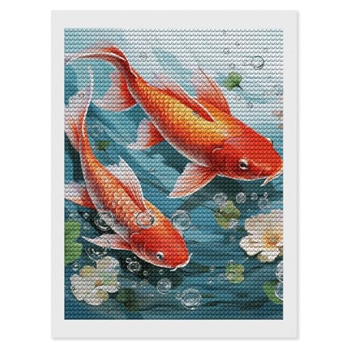 Kit peinture diamant 5D carpe japonaise RLDOBOFE 30x40 cm pour adultes débutants