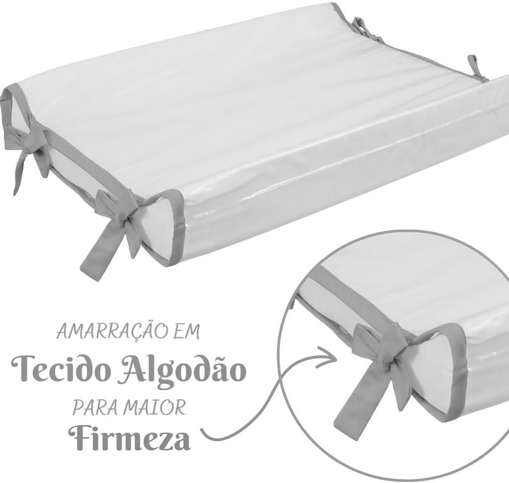 Trocador Americano Para Comoda Bebe Fralda Impermeável Anatomico com Abas Portátil Com Zíper Branco Com Cinza (65cm x 45cm) Trocador Americano Para Comoda Bebe Fralda Impermeável Anatomico com Abas Portátil Com Zíper Branco Com Cinza (65cm x 45cm)