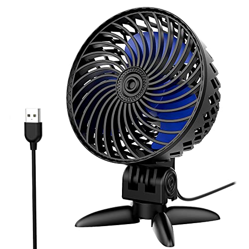 USB Desk Fan, VEMONT Powerful Mini USB Fan, Stepless Speed USB Fan, Portable Table Cooling Fan Silent Personal USB Fan with USB-Powered for Home, Outdoor Travel, Office -Black
