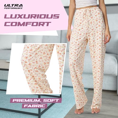 Image of Ultra Performance Pajama Pants Women 3 Pack Soft PJ Lounge Pajama Pants | 92% polyester, 8% spandex; drawstring waist; ideal for sleeping, lounging, pj pajamas for women (Avail in Plus Sizes)