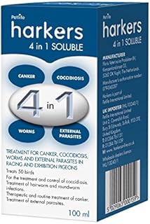 Harkers 4 in 1 Soluble canker, coccidiosis, worms, parasites in pigeons 100ml