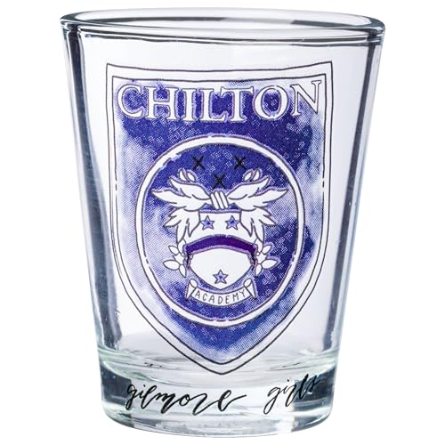 Image of Silver Buffalo Gilmore Girls 4-Pack Mini Glasses, Locations, 1.5oz | Warner Bros., Stars Hollow, Luke's Diner, Dragonfly Inn, Independence Inn, 44mL