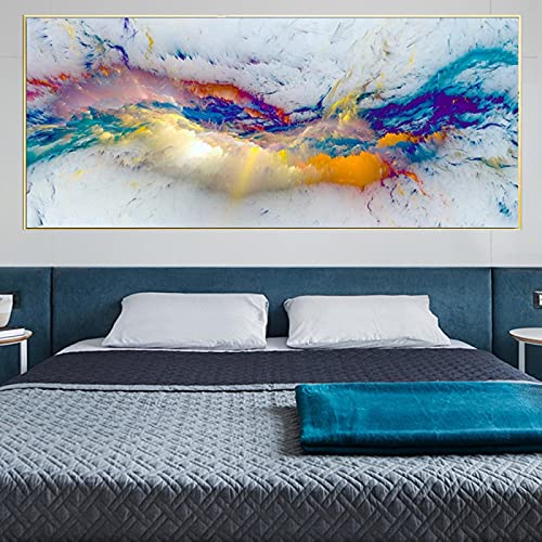 Peinture Abstraite Nuages Colorés pour Mur de Salon Contemporain