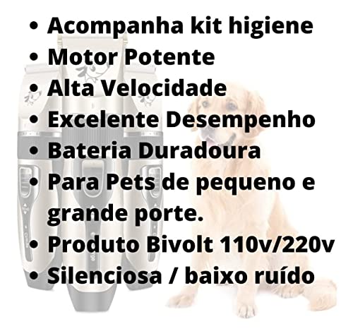 Aparador Maquina de Tosar Pêlos Cães Gato PETs Recarregável Aparar Pêlo Cachorro Dog