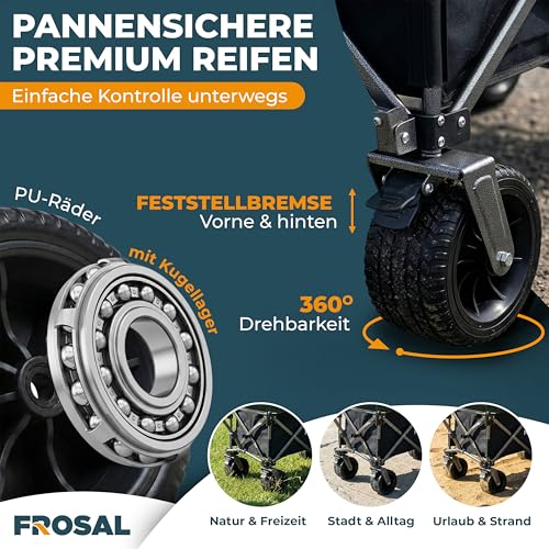 FROSAL Bollerwagen Theo faltbar Hund Kinder Hunde Strandwagen Transportwagen Hundewagen Strand