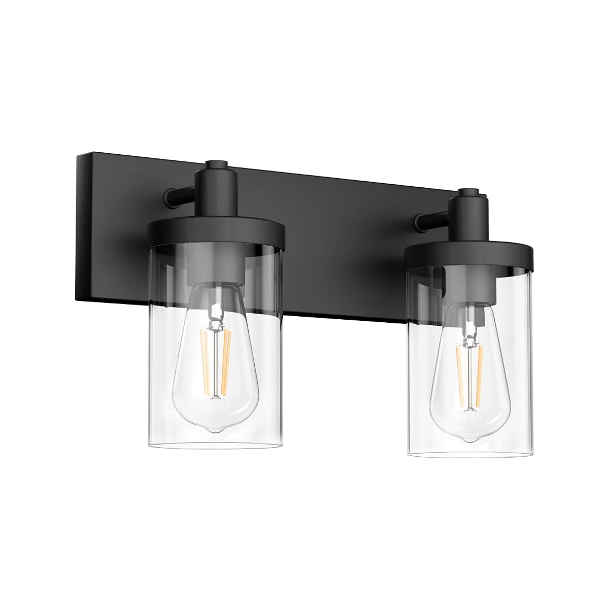 Aipsun Vintage Black Bathroom Light Fixture, 2-Light Industrial Wall Sconce