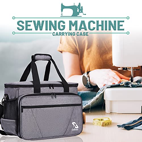 Golkcurx Sewing Machine Case With Removable Padding Pad, Tote Bag For Sewing Machine With Shoulder Strap For Most Standard Singer, Brother, Janome, Grey #TOP6