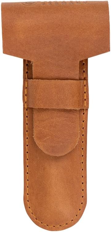 Estojo de couro marrom MERKUR para aparelho de barbear de segurança, couro bovino curtido vegetalmente, até 110 mm