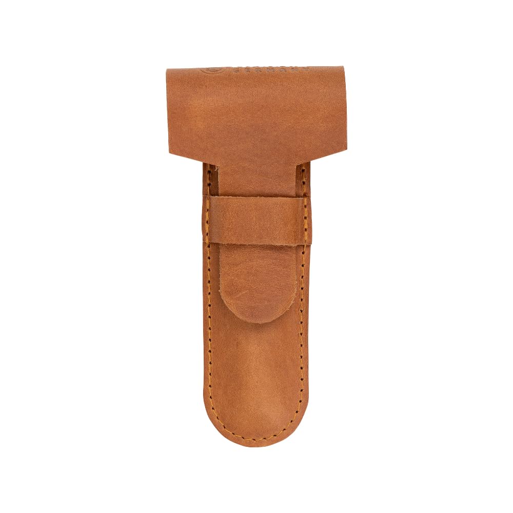 Leather Razor Case - Brown Cowhide, Fits All MERKUR Razors Except 24001, Up to 110 mm