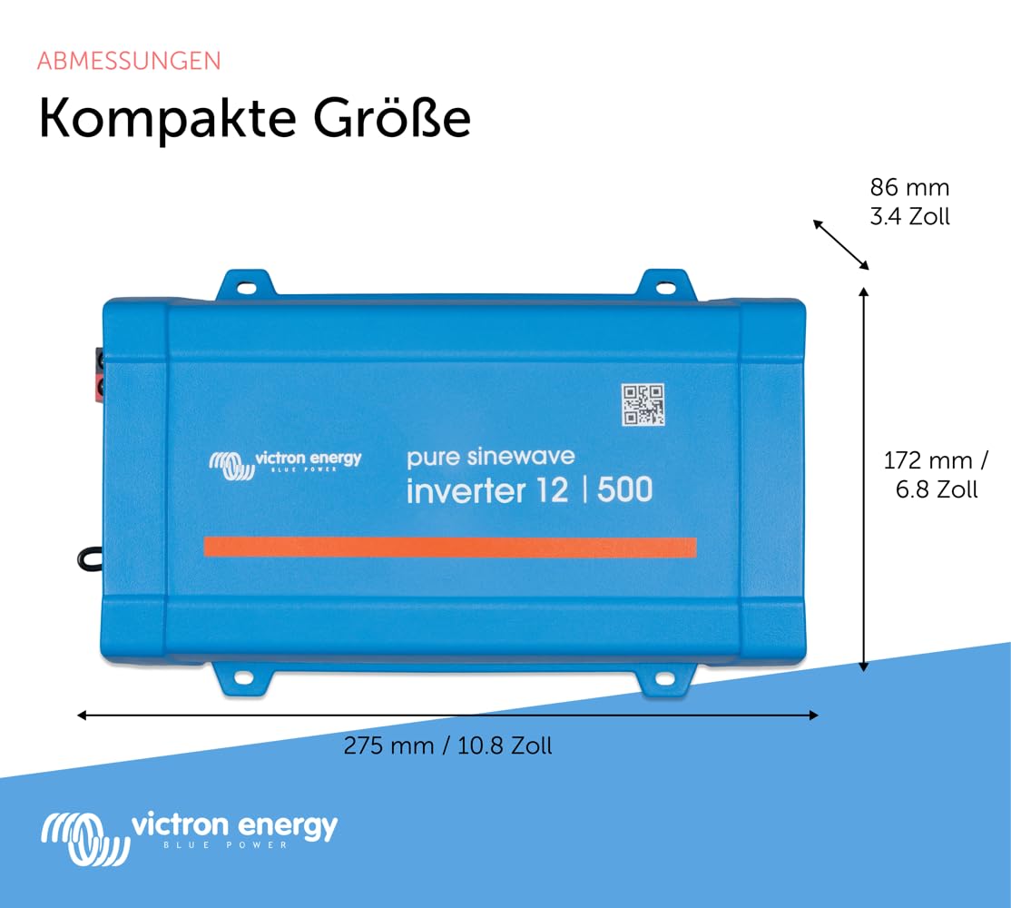 Victron Energy 500VA 12-Volt 230V AC Reiner Sinus Wechselrichter (Schuko)