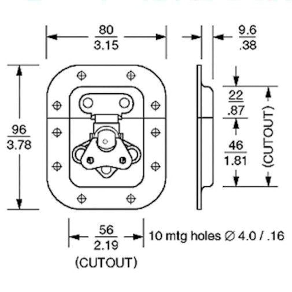 Penn Elcom Genuine 3758 Zinc Recessed Butterfly Latch - Rack & Pedal Board Cases