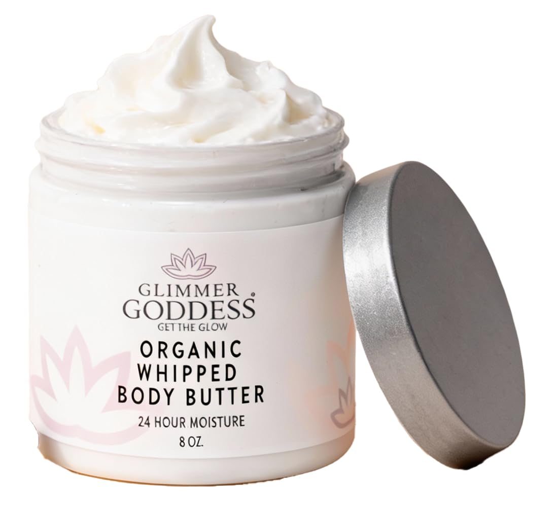 GLIMMER GODDESS Organic Whipped Body Butter for Women - Moisturizer Cream with Shea & Cocoa Butter, Almonds & Coconut Oil - Lavender & Lemon, 8oz - Image 7